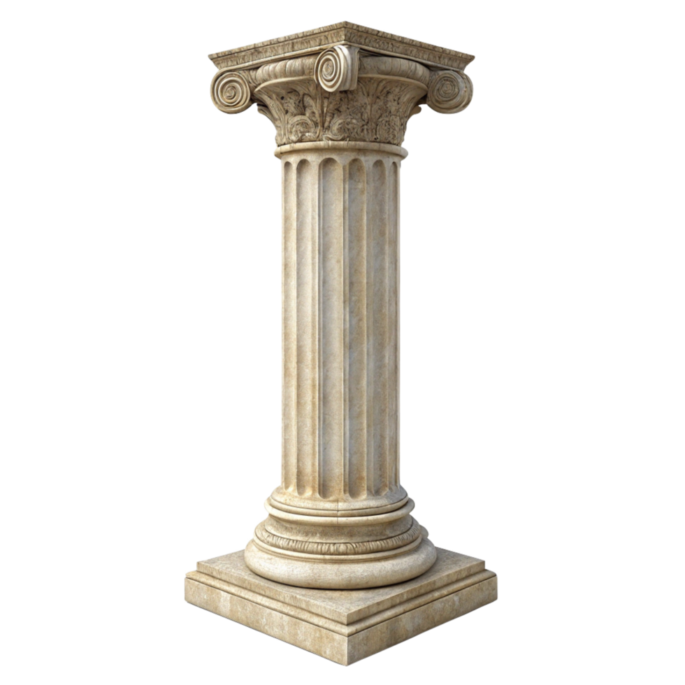 Classical Ionic Column Architectural Design Element 3D Render Isolated on png
