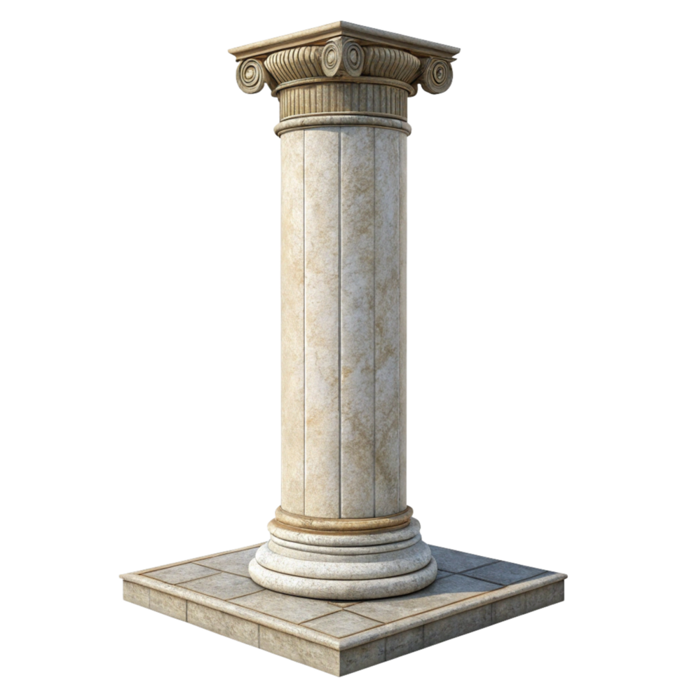 Classic Greek Style Marble Column Architectural Design Element on Square Base png