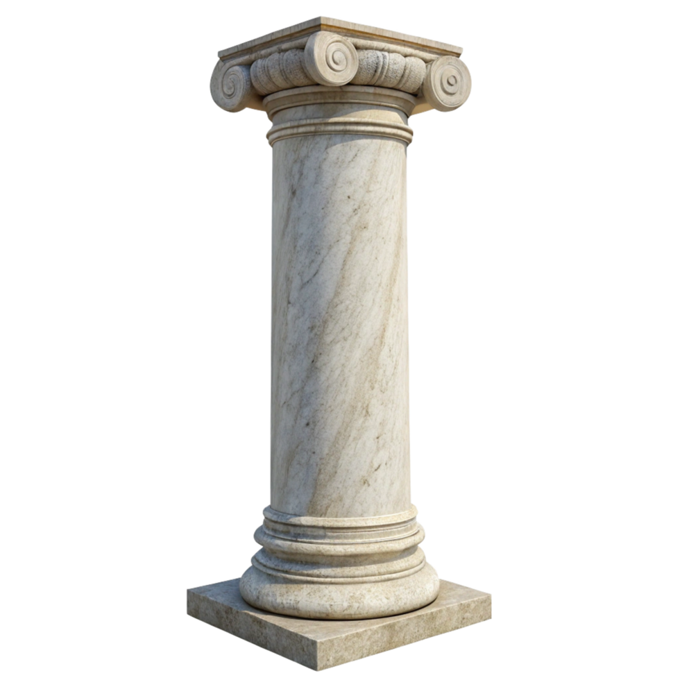 Isolated 3D Render of a Classical Marble Column with Detailed Capital and Base png