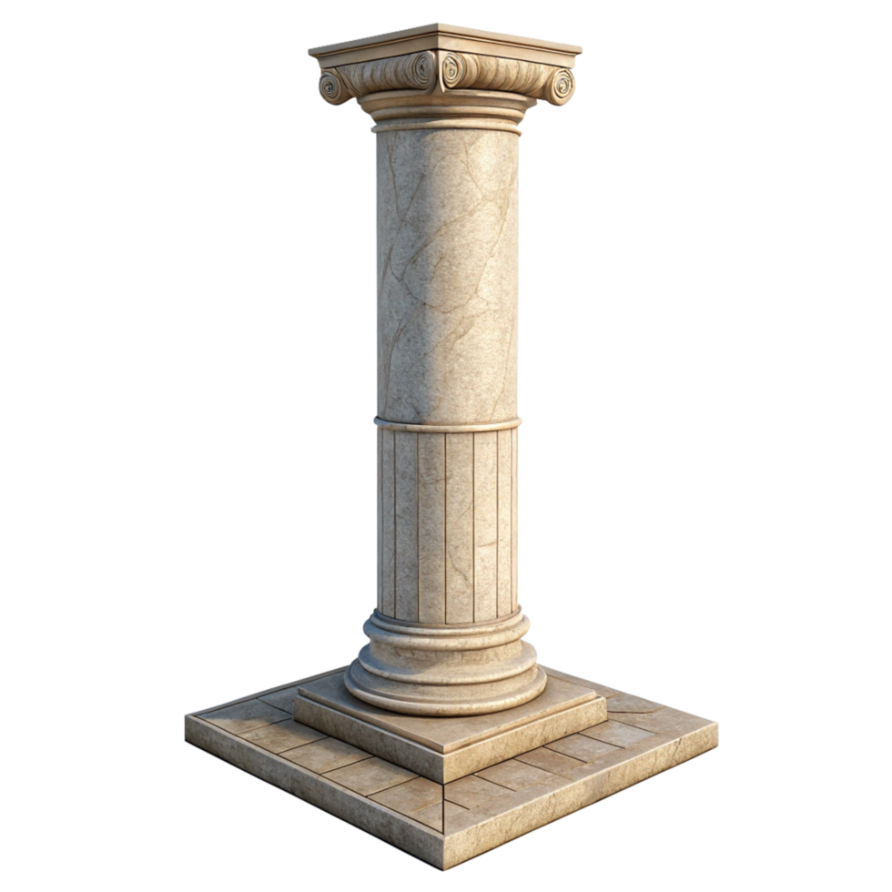 Isolated 3D Render of a Classic Marble Column on a Stone Base png