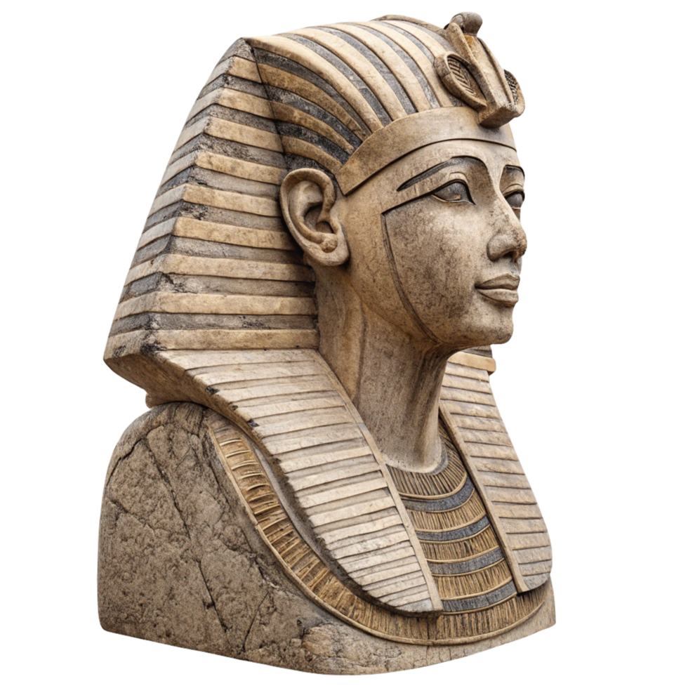 Ancient Egyptian Pharaoh Bust Sculpture Stone Carving Artifact Replica png