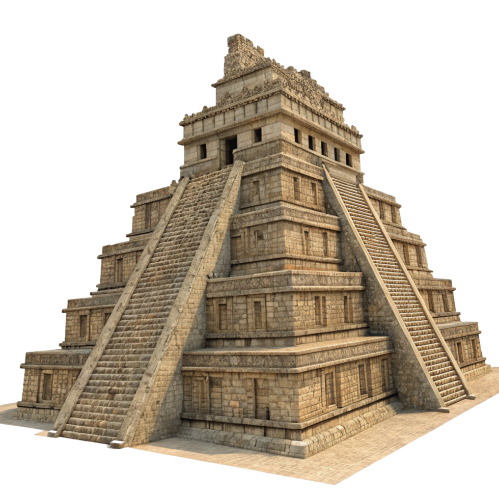Ancient Mayan Pyramid Temple 3D Render Stone Structure Architecture Mesoamerica png