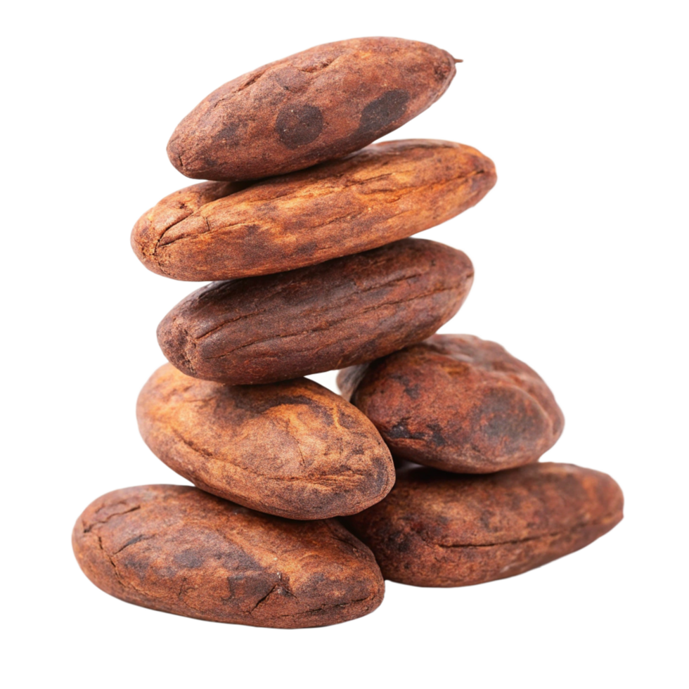 A Stack of Aromatic Cocoa Beans Ready for Processing into Delicious Chocolate png