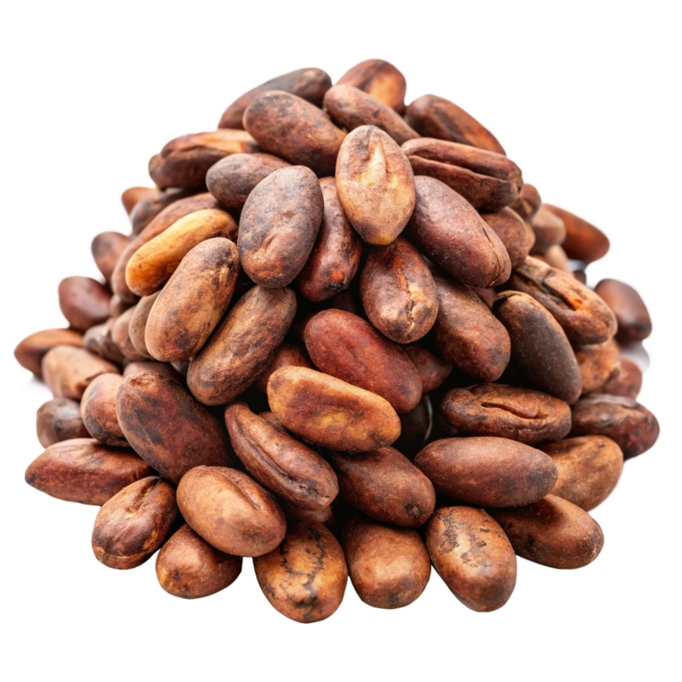 Aromatic Heap of Raw Cacao Beans Ready for Processing png