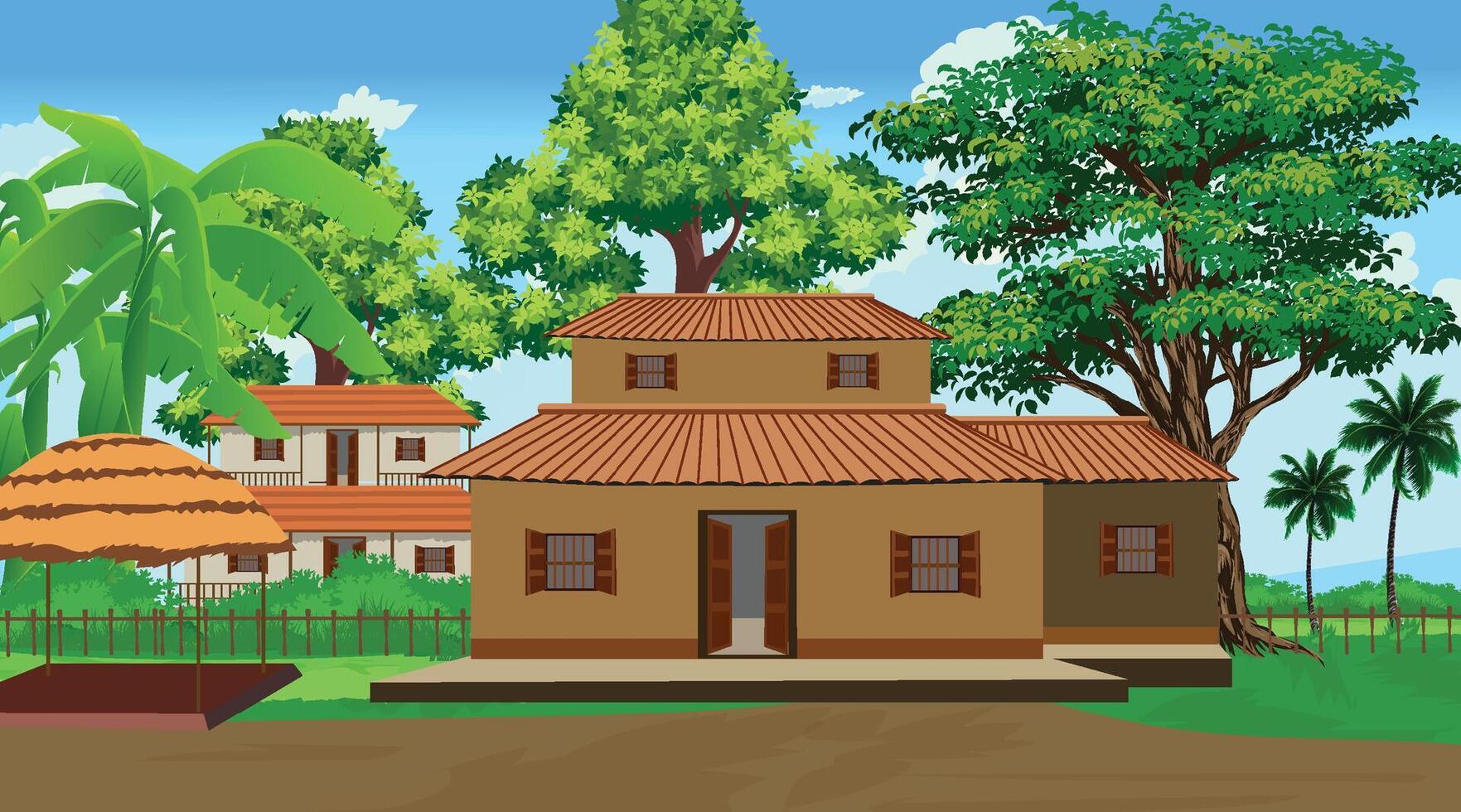 Indian Village Cartoon Vctor Art, Icons, and Graphics vector