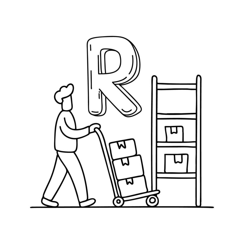An Illustration of letter R stand for Restock vector