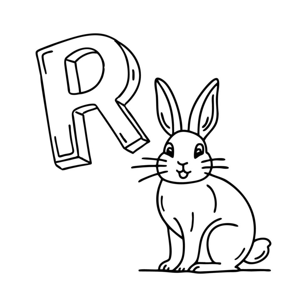 An Illustration of letter R stand for Rabbit vector