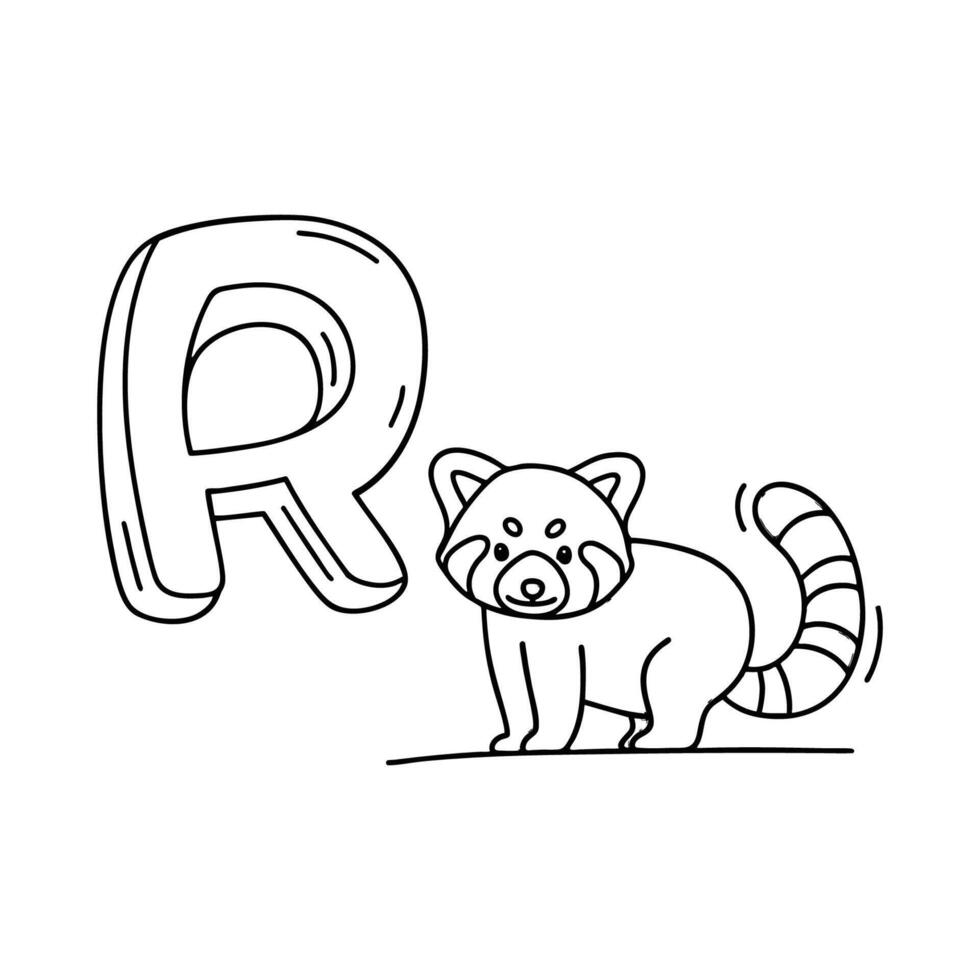 An Illustration of letter R stand for Red panda vector