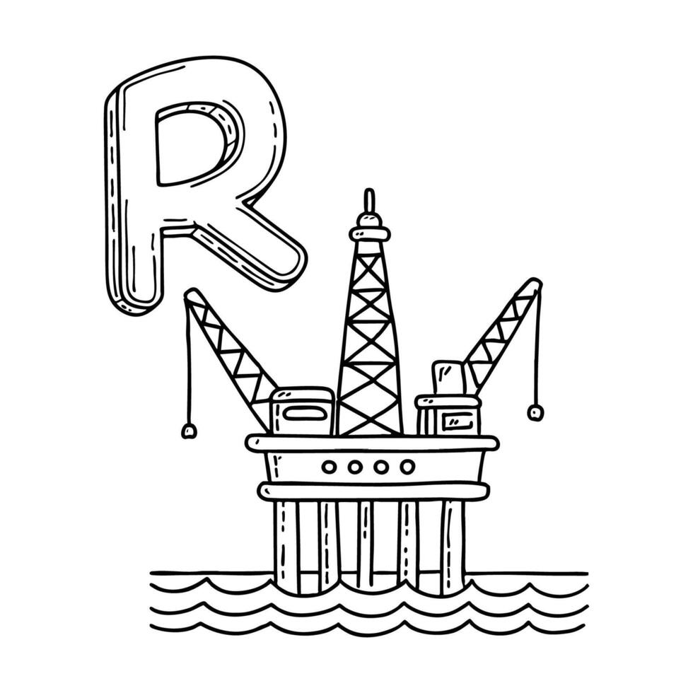 An Illustration of letter R stand for Rig vector