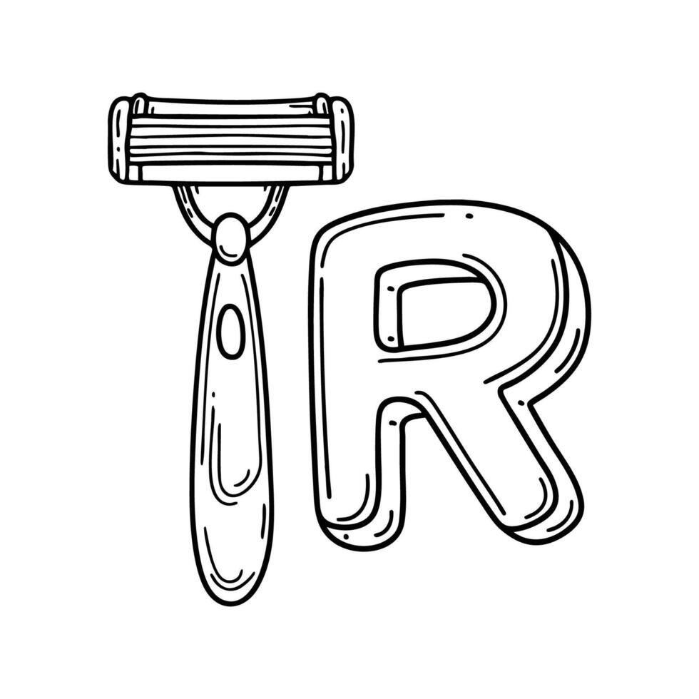 An Illustration of letter R stand for Razor vector