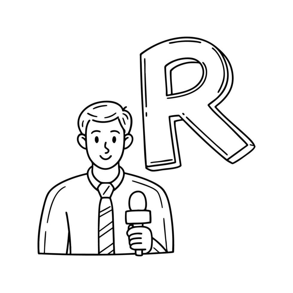 An Illustration of letter R stand for Reporter vector