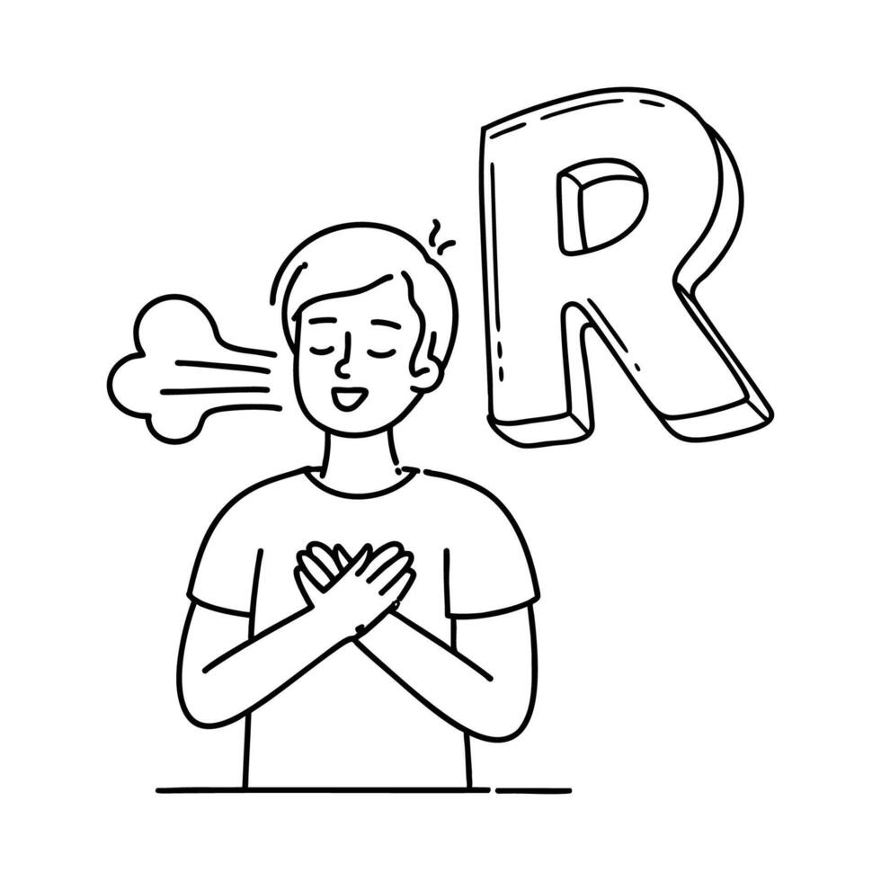 An Illustration of letter R stand for Relief vector