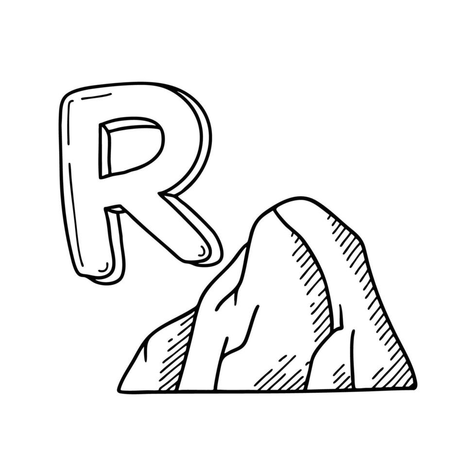 An Illustration of letter R stand for Rock vector