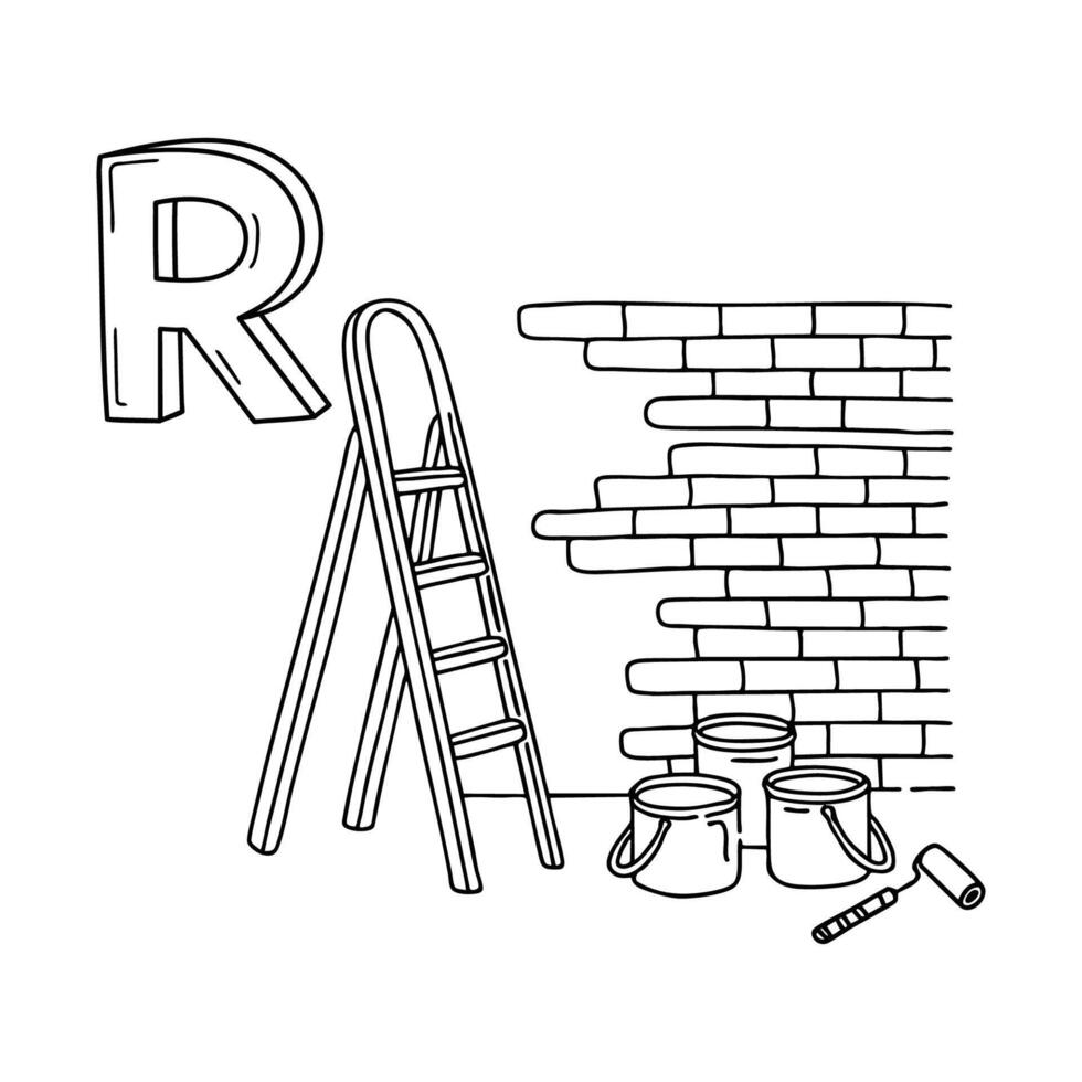 An Illustration of letter R stand for Renovation vector