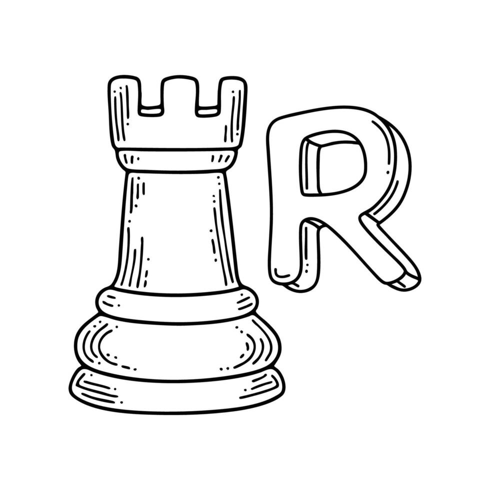 An Illustration of letter R stand for Rook vector