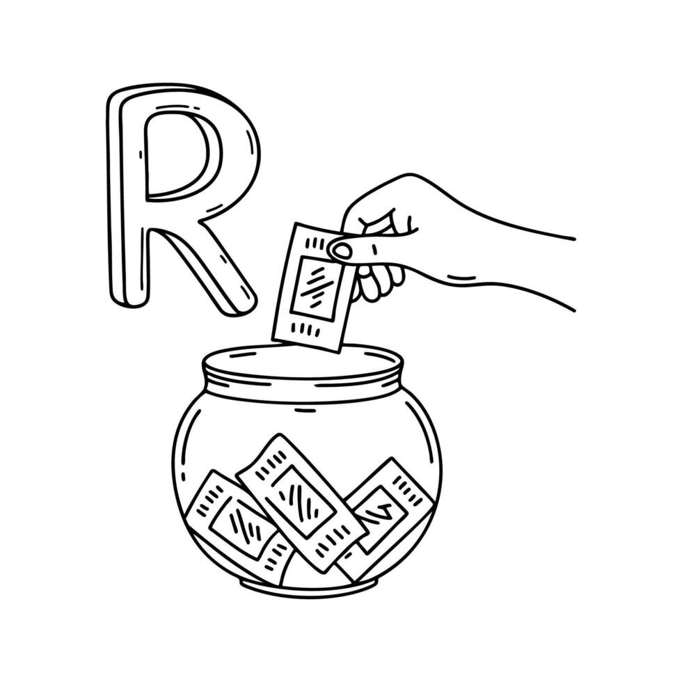 An Illustration of letter R stand for Raffle vector