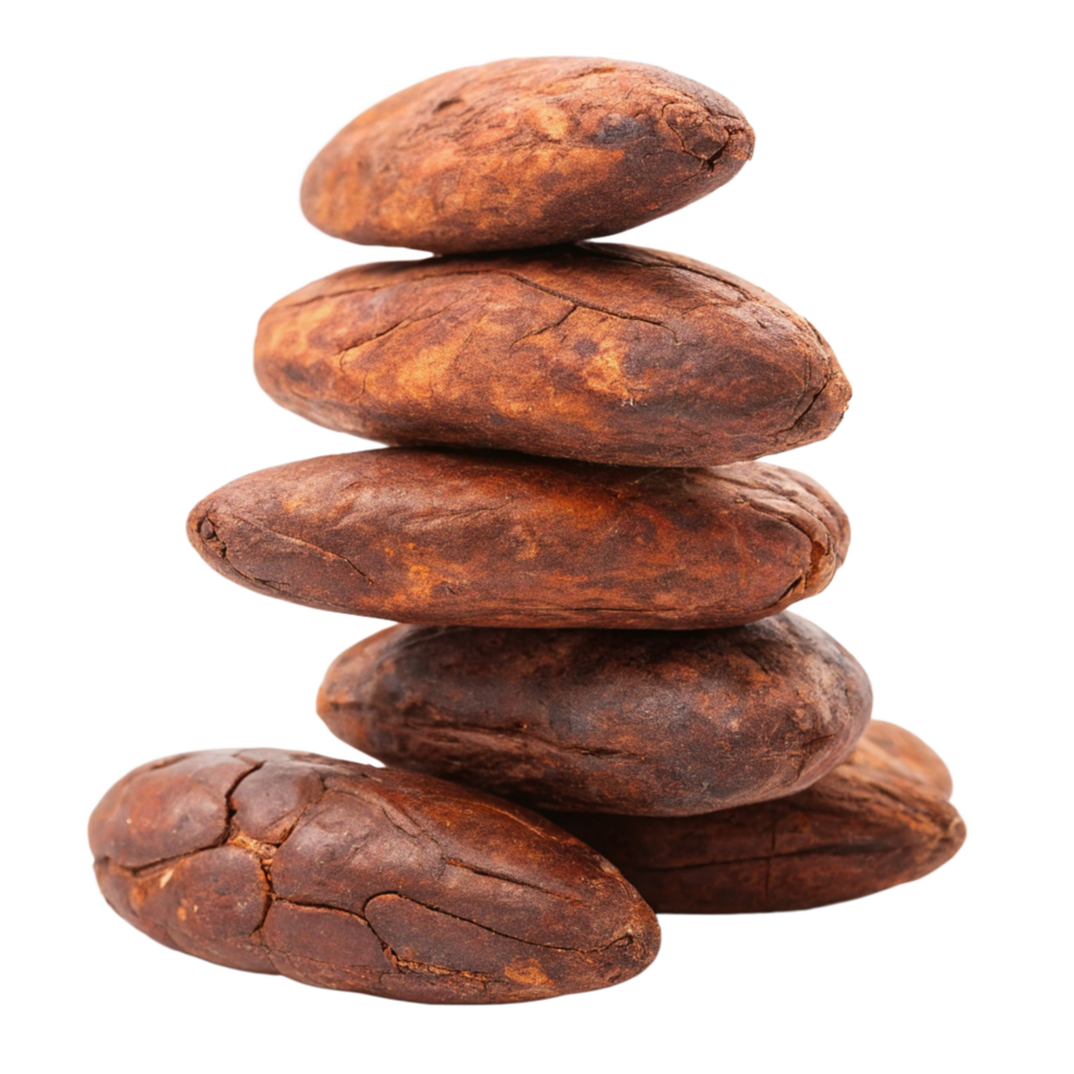 A Stack of Roasted Cocoa Beans Ready for Chocolate Making png