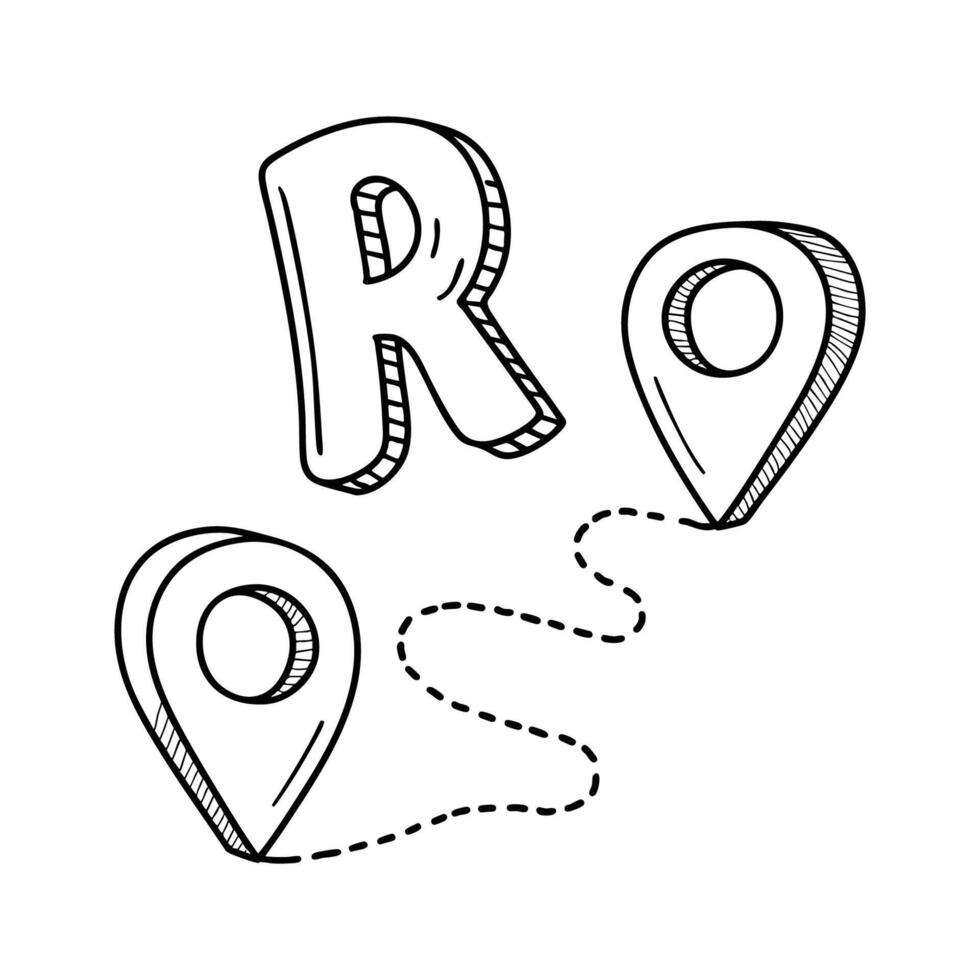 An Illustration of letter R stand for Route vector