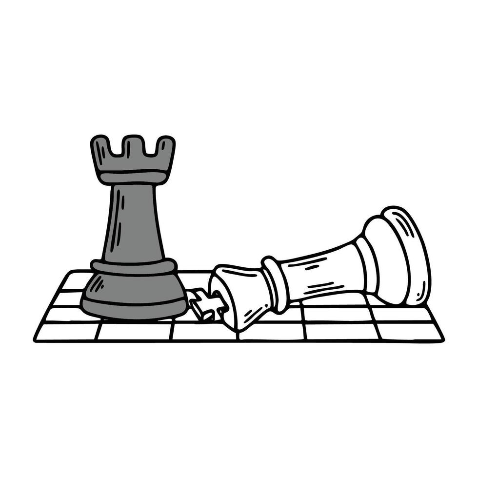 Rook chess piece casting a shadow on the board during an intense game vector