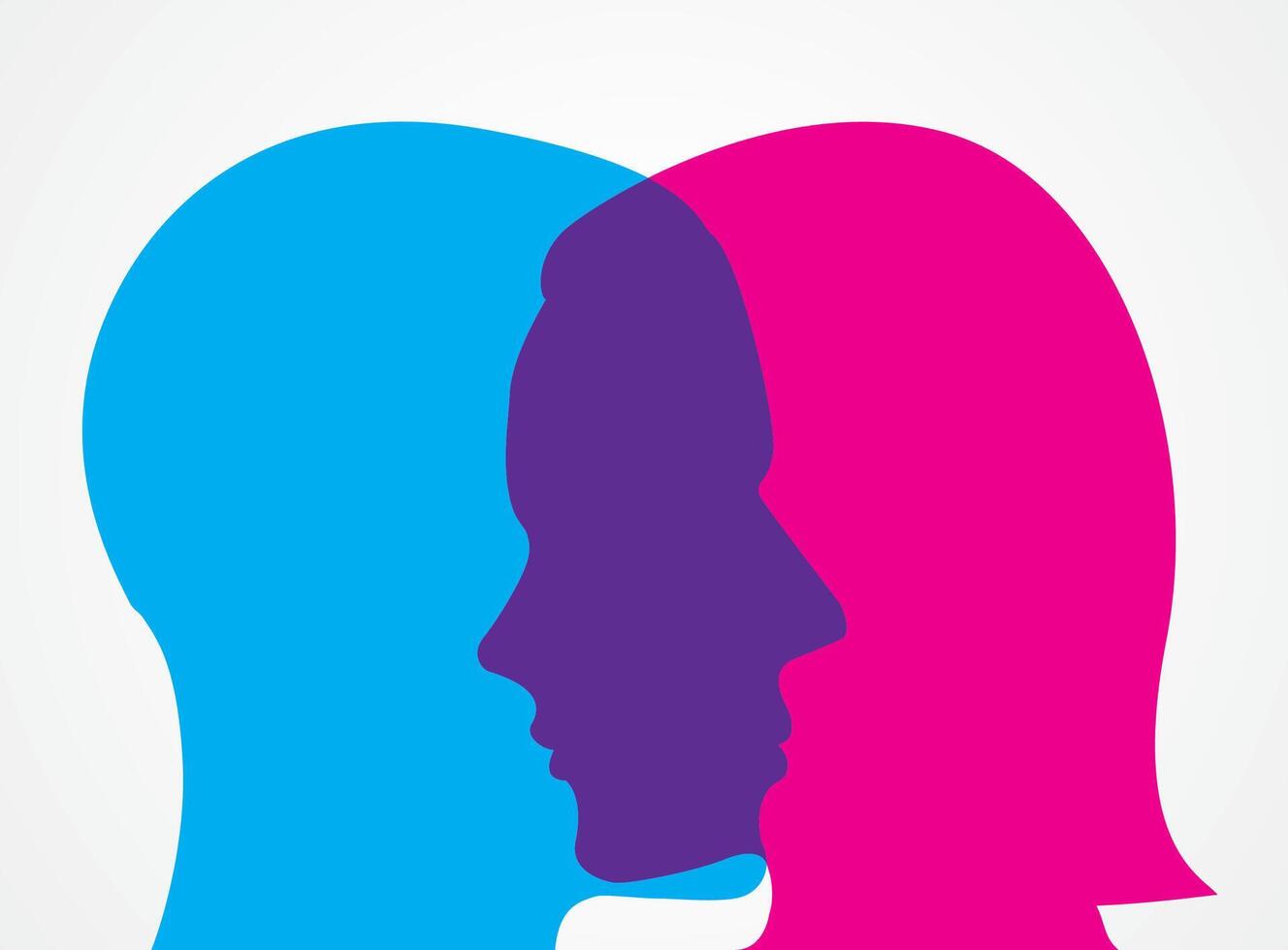 man and woman face touch vector