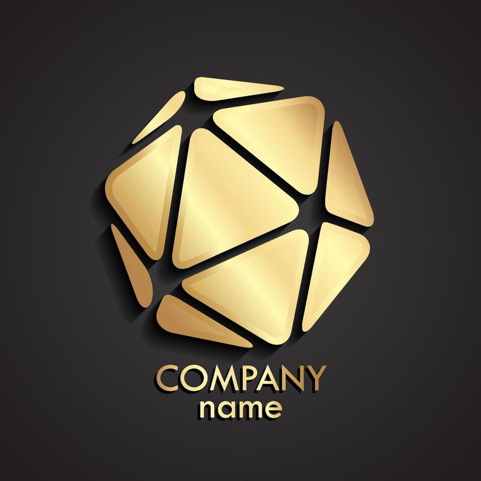 3d geometric golden logo vector