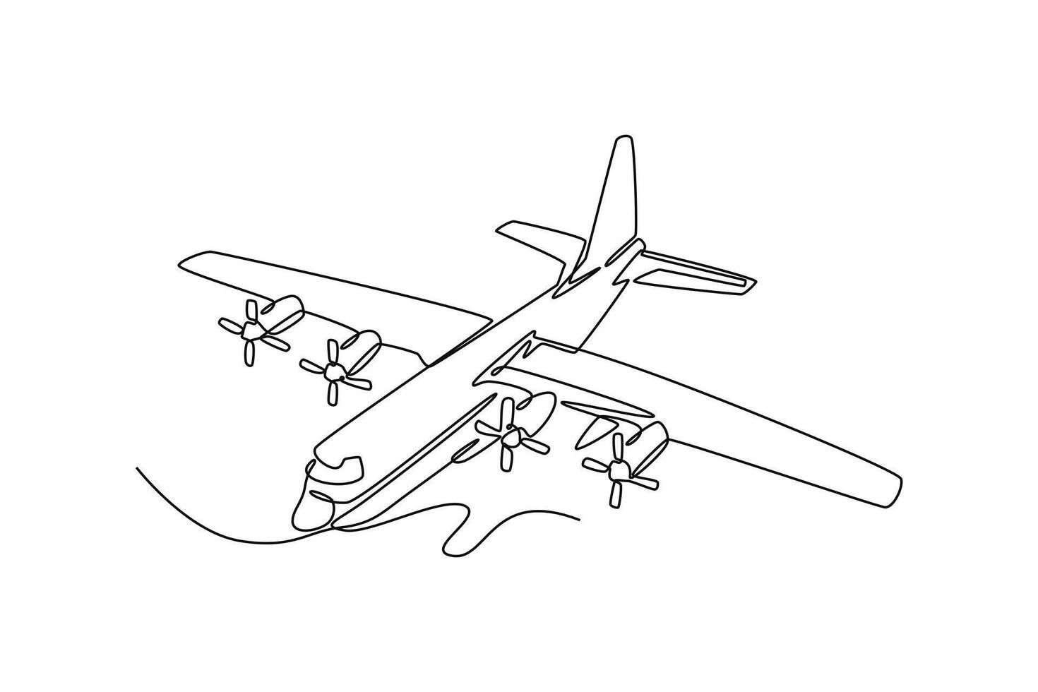 Military transport aircraft. air transport concept. Single line draw design. graphic illustration vector
