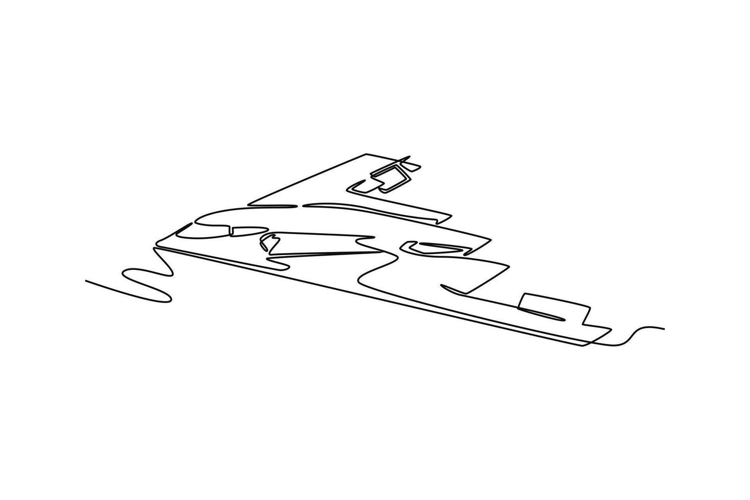Stealth bomber. air transport concept. Single line draw design. graphic illustration vector