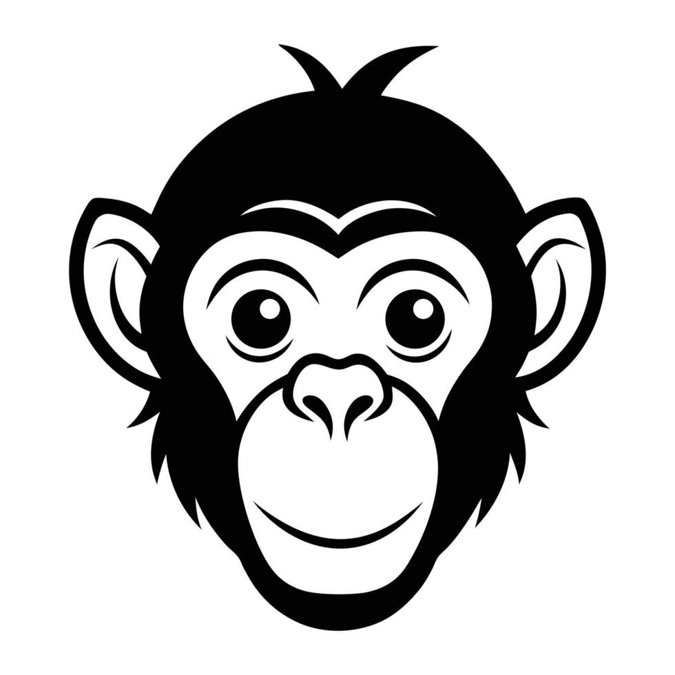 Monkey Head Silhouette Icon, Logo and Mascot Design vector