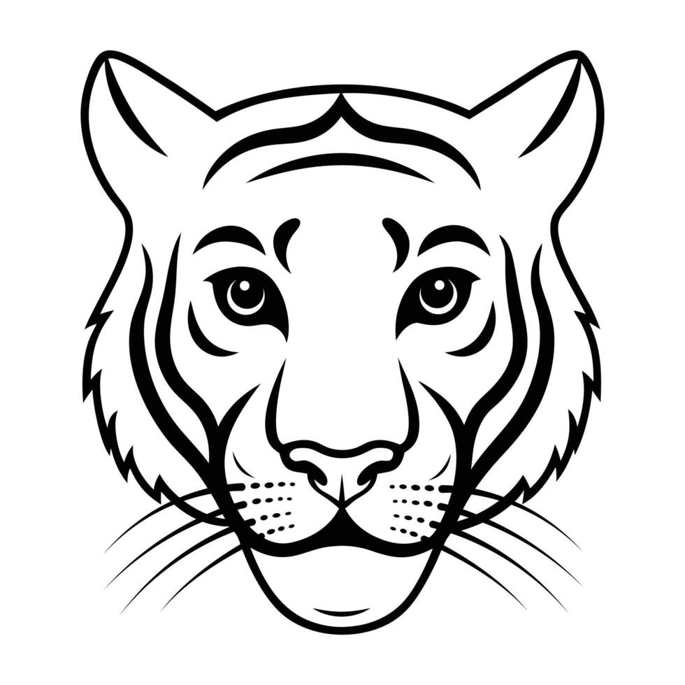 A Tiger Head Outline, Logo and Mascot Design vector