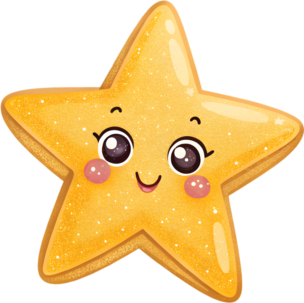Radiant kawaii face star in fun happy design. . png