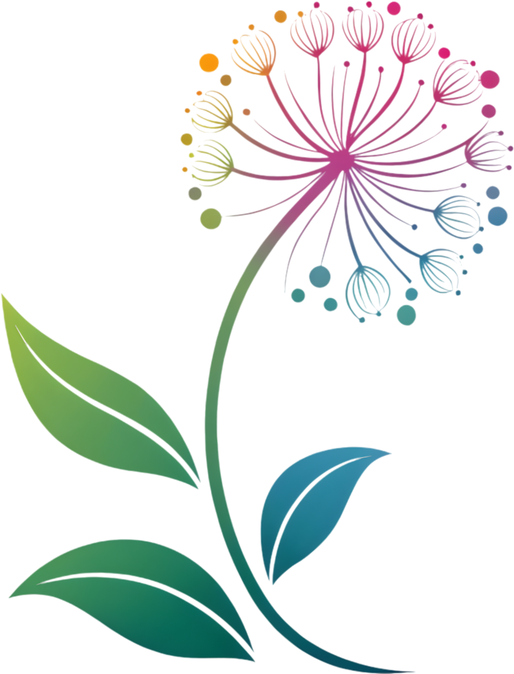 Delicate dandelion abstract form gentle flowing lines soft modern beauty bloom. . png