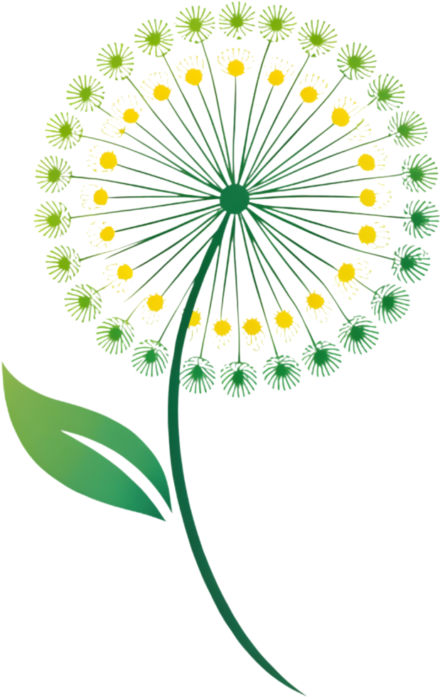 Artistic dandelion bloom abstract gentle lines soft floral elegance clean form. . png