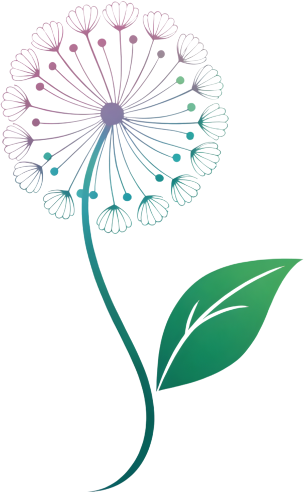 Dandelion beauty minimal style soft graceful illustration elegant lines abstract bloom. . png