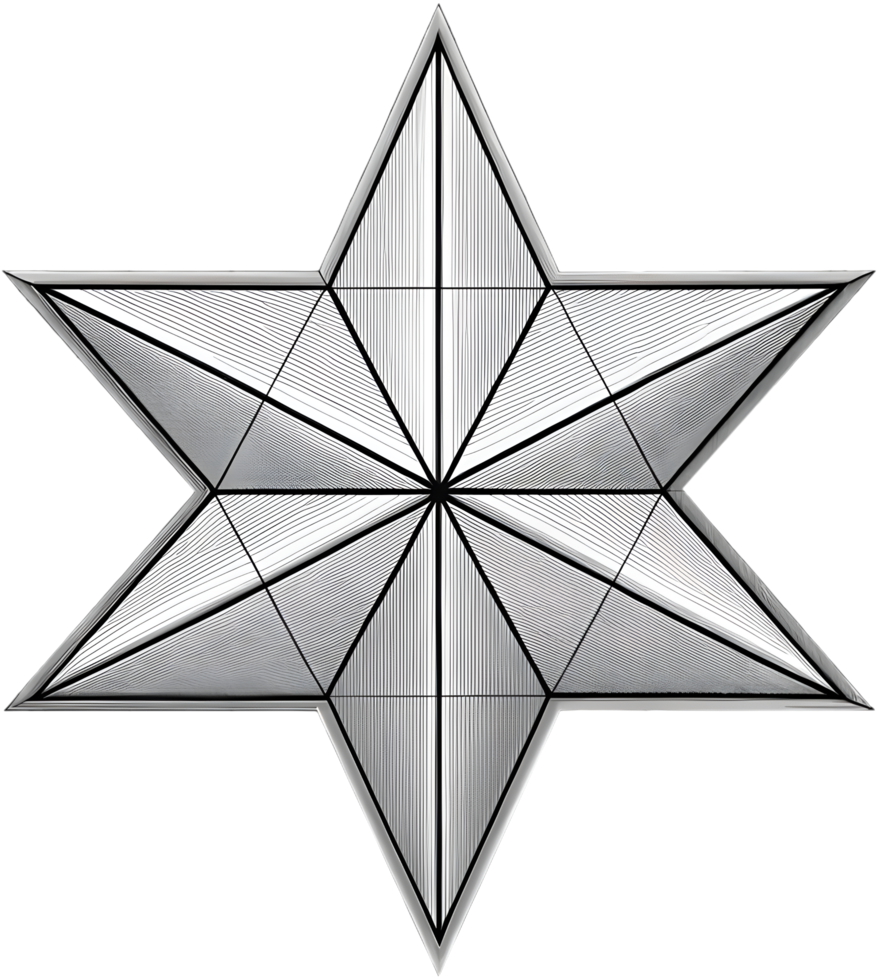 Sleek six-pointed star sharp edges geometric minimal clean digital modern structure shape. . png