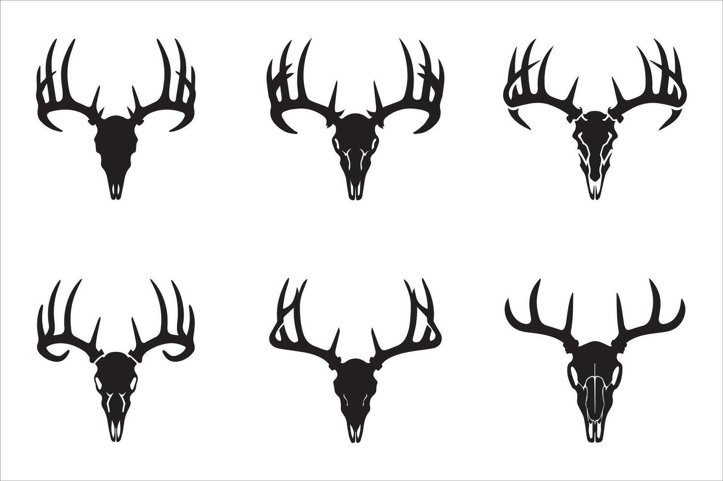 Deer skull silhouette icon black white skeleton art templates for design vector