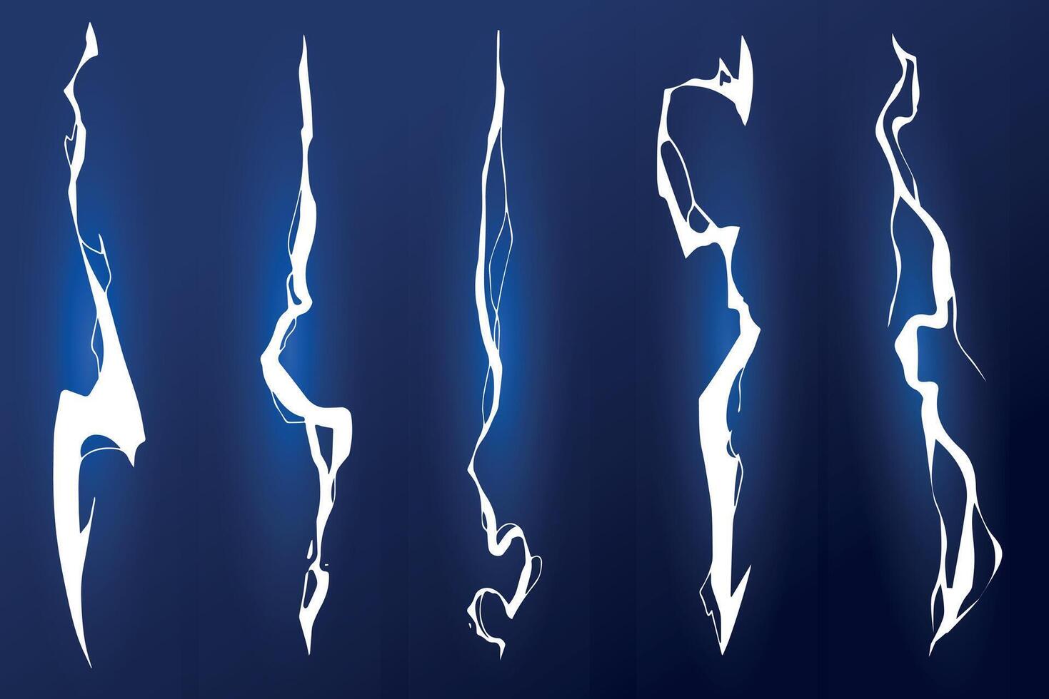 Electric Blue Lightning Bolts on Dark Background. A striking abstract illustration of bright blue energy lightning bolts crackling against a deep dark background. vector