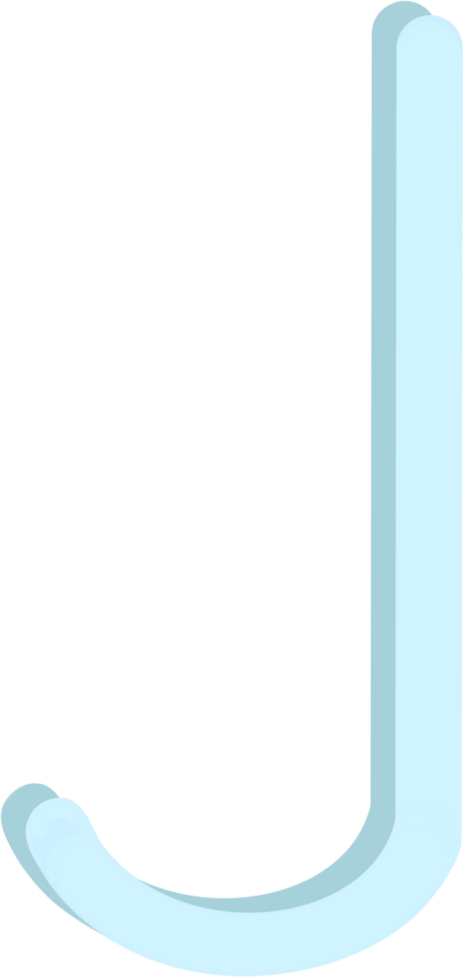 Lovely blue colors and style of english alphabet capital letter J. png