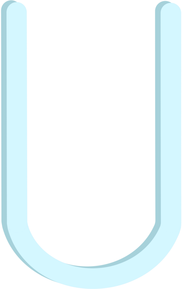 Lovely blue colors and style of english alphabet capital letter U. png