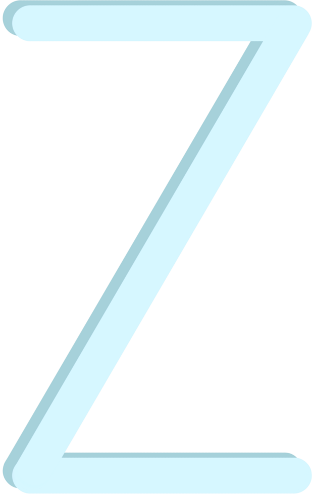 Lovely blue colors and style of english alphabet capital letter Z. png