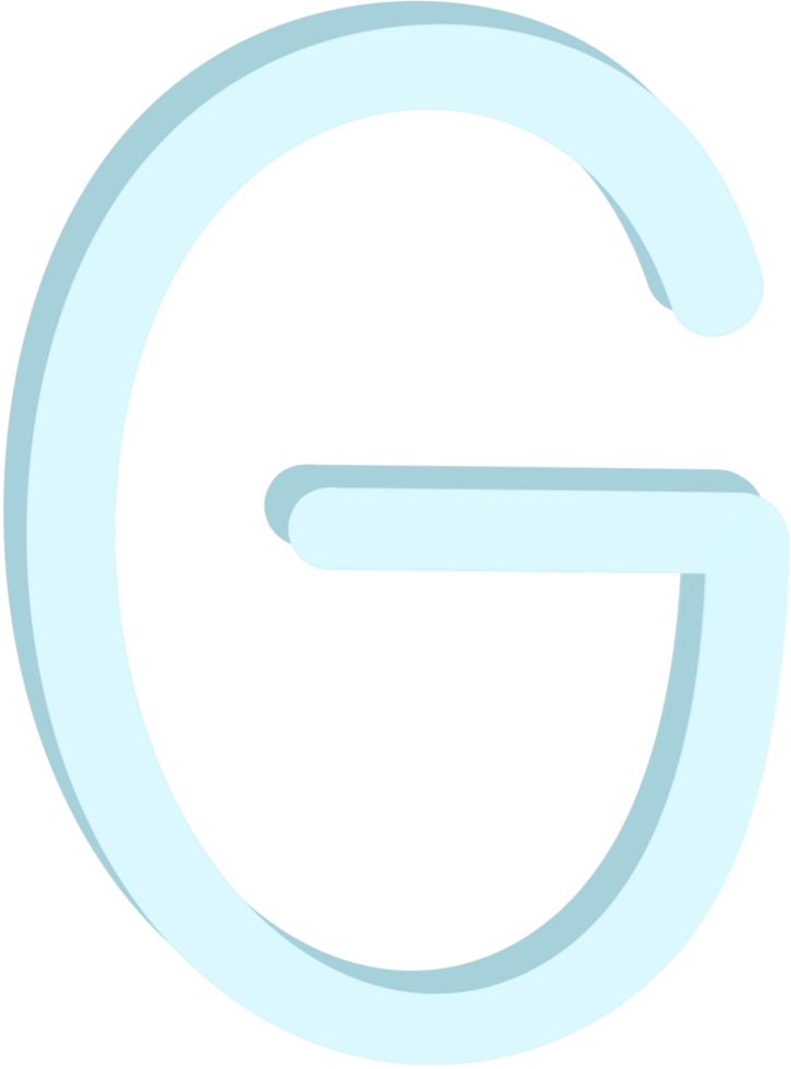 Lovely blue colors and style of english alphabet capital letter G. png