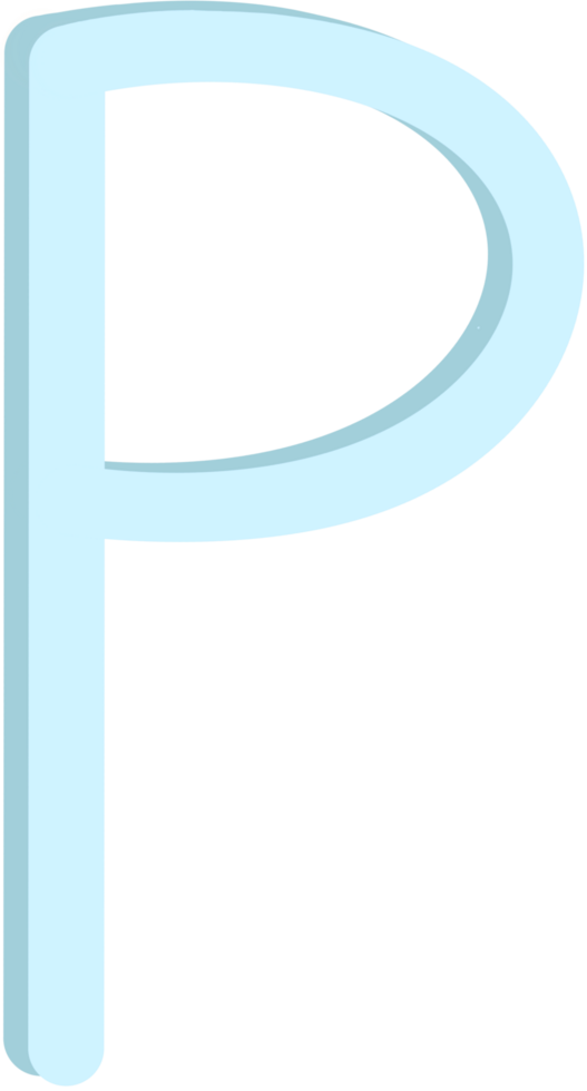 Lovely blue colors and style of english alphabet capital letter P. png