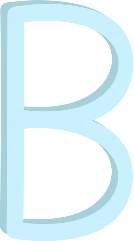 Lovely blue colors and style of english alphabet capital letter B. png