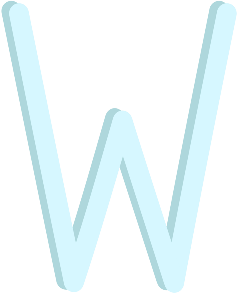 Lovely color and style of english alphabet capital letter W. png