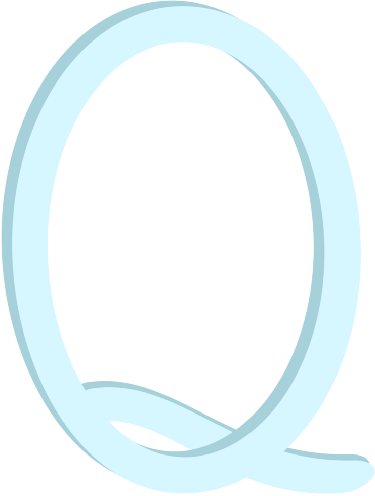 Lovely blue colors and style of english alphabet capital letter Q. png