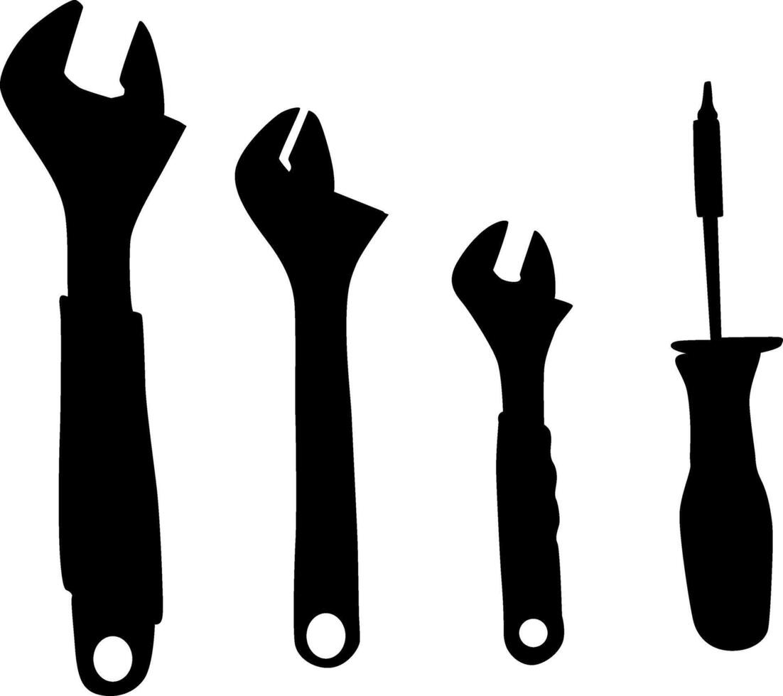 Set of tools silhouette vector
