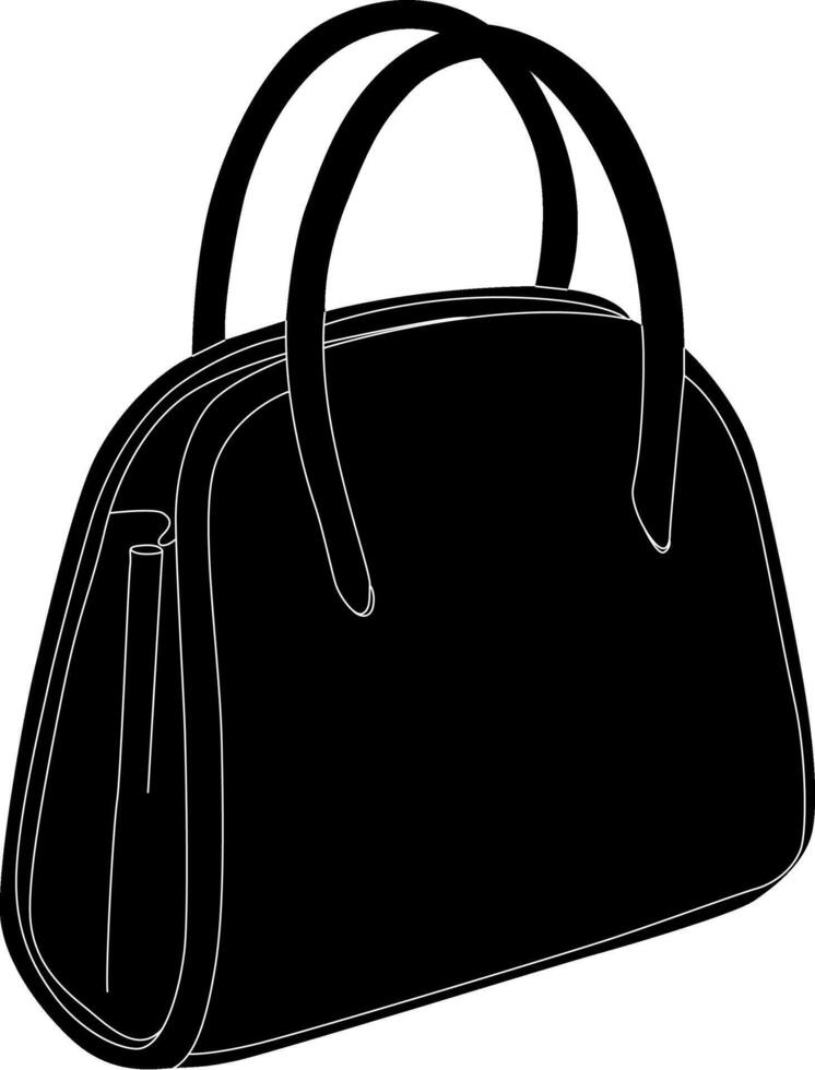 Elegant Black Handbag with Handle - Fashion Accessory vector