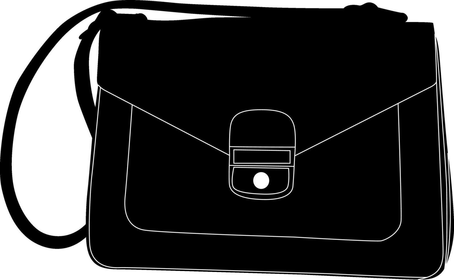 Elegant black Hhandbag silhouette on white background vector