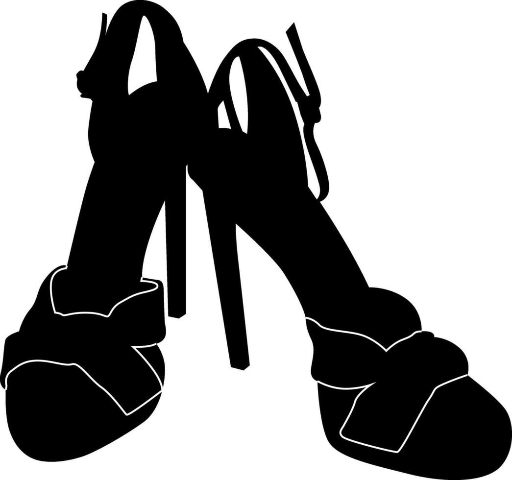 Elegant silhouette of highheeled sandals vector