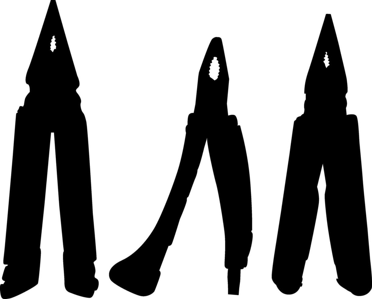 Silhouettes of Various Pliers for Industrial or DIY Projects vector