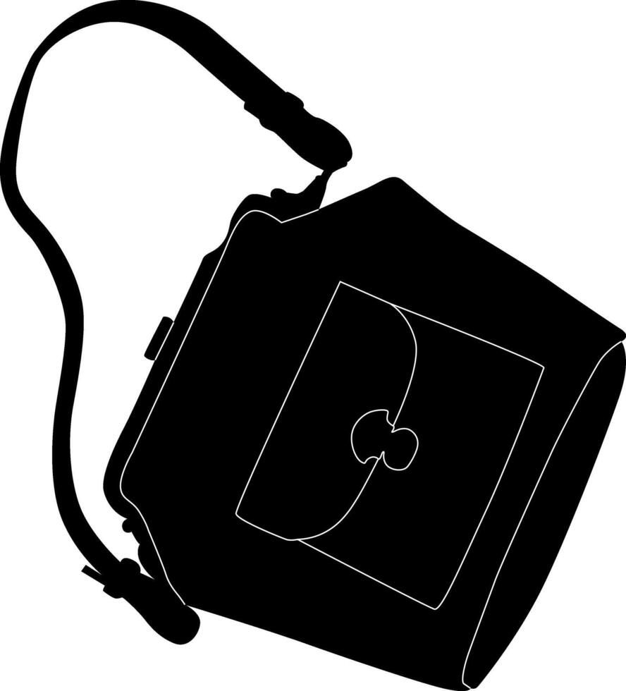 Silhouette of a vintage camera with a strap vector